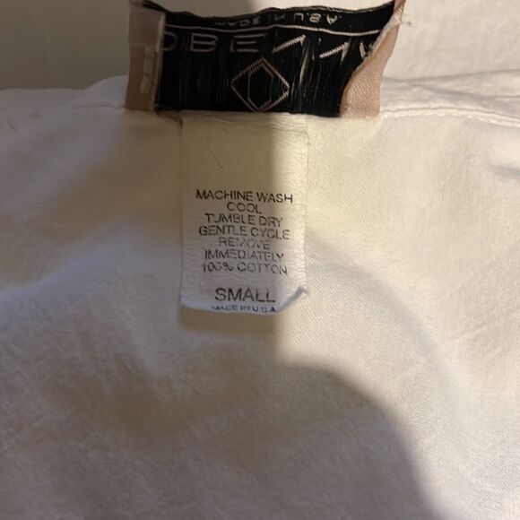 Vintage Obenna 1990s White Cotton Windbreaker Utility Jacket 3/4 Sleeves S - Picture 16 of 16